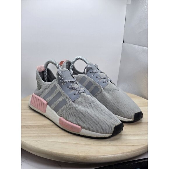 Adidas NMD R1 Boost Womens 8 Gray Pink Running Shoes Low Athletic Gym BY3058 - Picture 5 of 9